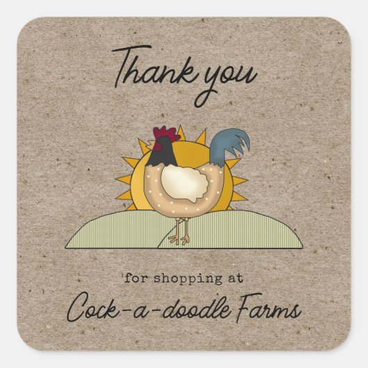 Rustisch Boerderij Rooster Chicken Label (Voorkant)