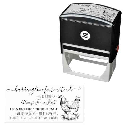 Rustisch Boerderij uit de kippenfamilie Verse eier Zelfinktende Stempel (In situ)