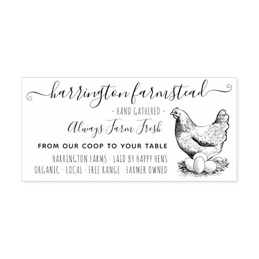 Rustisch Boerderij uit de kippenfamilie Verse eier Zelfinktende Stempel (Design)