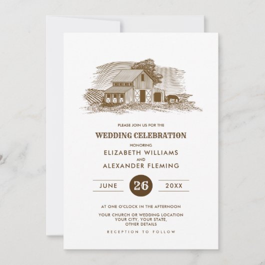 Rustisch | BOERDERIJ | Uitnodigingen tot weduwscha (Voorkant)