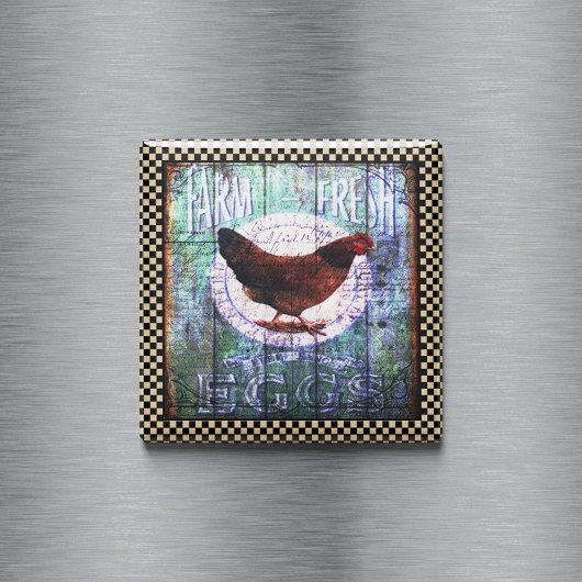 Rustisch Boerderij van kippen Vers Ephemera Magneet