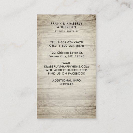 Rustisch Boerderij van verse eieren Visitekaartje (Achterkant)