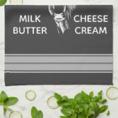 Rustisch Boerderij, vers melkkoe & stripes Theedoek (Gevouwen)