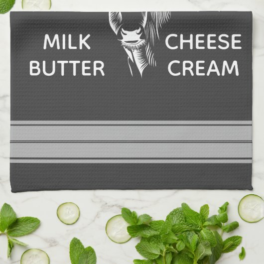 Rustisch Boerderij, vers melkkoe & stripes Theedoek (Gevouwen)