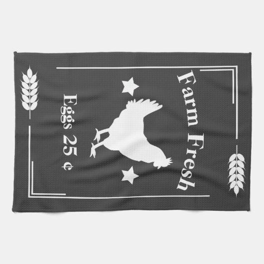 Rustisch Boerderij Vers  van kipeieren Theedoek (Horizontaal)