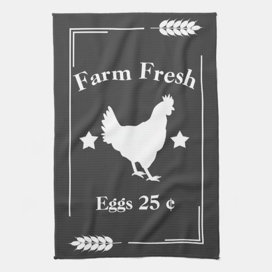 Rustisch Boerderij Vers  van kipeieren Theedoek (Verticaal)
