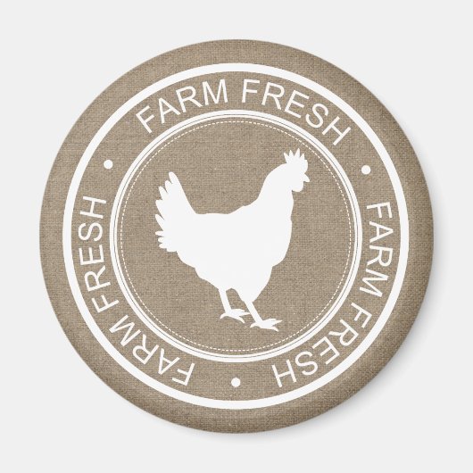 Rustisch Boerderij, vers White Hen Faux Burlap Magneet (Voorkant)