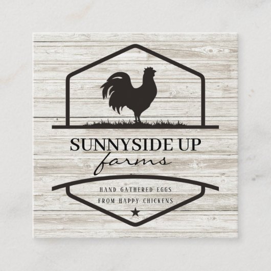 Rustisch Boerderij Verse eieren Hout Vierkante Visitekaartje (Voorkant)