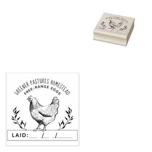 Rustisch Boerderij voor aangepaste kippen | Datum  Rubberstempel (Gestempeld)