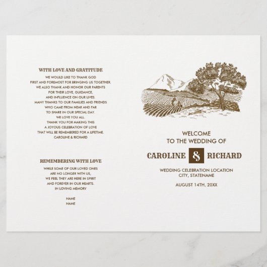 Rustisch Boerderij Wedding Folded Program (Voorkant)