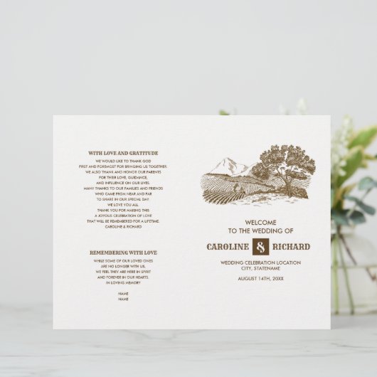 Rustisch Boerderij Wedding Folded Program (Staand voorkant)
