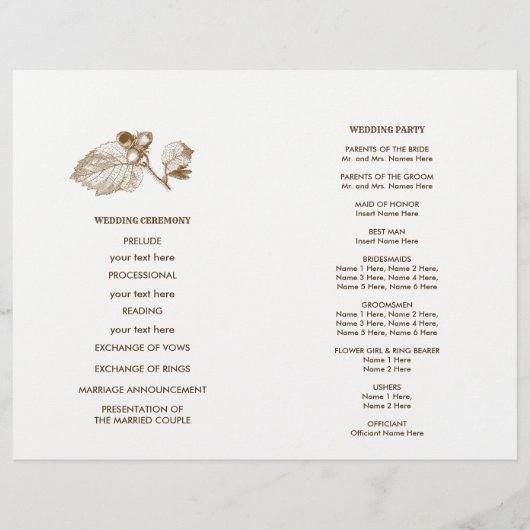 Rustisch Boerderij Wedding Folded Program (Achterkant)