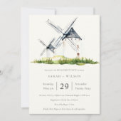 Rustisch Boerderij Windmill Theme Verloving Invite Bedankkaart (Voorkant)
