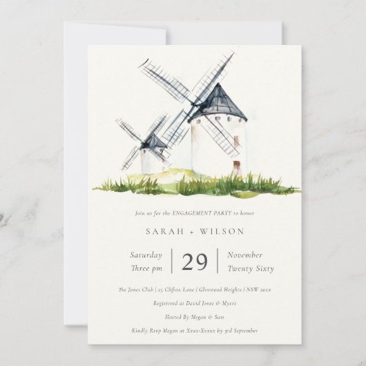 Rustisch Boerderij Windmill Theme Verloving Invite Bedankkaart (Voorkant)