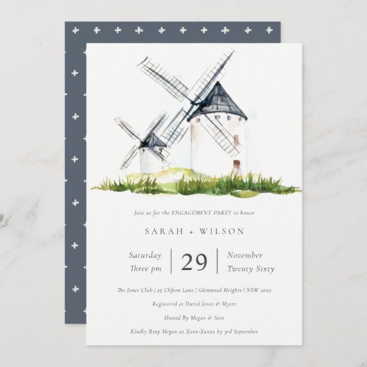 Rustisch Boerderij Windmill Theme Verloving Invite Bedankkaart (Voorkant / Achterkant)