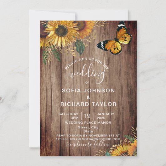 Rustisch Boerderij Zonnebloem Hout Kaart (Voorkant)