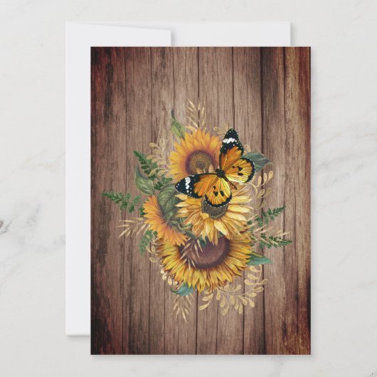 Rustisch Boerderij Zonnebloem Hout Kaart (Achterkant)