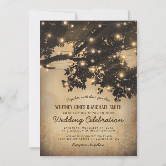  Rustisch Boom Lights Wedding Kaart (Voorkant)