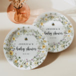 Rustisch Bord van Baby shower van onbewerkt bijenv<br><div class="desc">Deze papieren borden zijn perfect voor je bijenbaby shower! Bewerk eenvoudig de naam en de datum! Bekijk het hele collectie voor de Wilde bijenbloem voor meer overeenkomende objecten!</div>