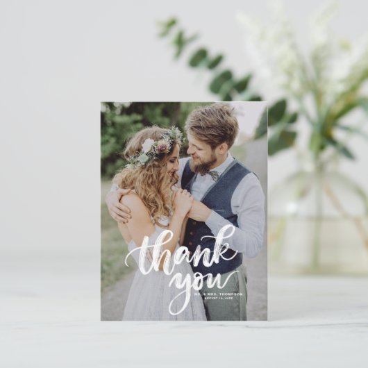 Rustisch borsteltje Berichten Weddenschap Dank u B Uitnodiging Briefkaart (Staand voorkant)