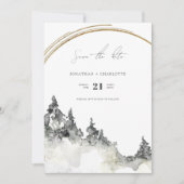 Rustisch bos en Bergbruiloft Save The Date (Voorkant)