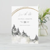 Rustisch bos en Bergbruiloft Save The Date (Staand voorkant)