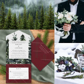 Rustisch bos Tartan Pset Red Black White All In One Uitnodiging