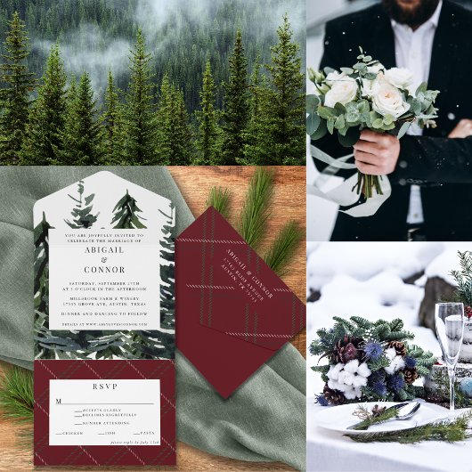 Rustisch bos Tartan Pset Red Black White Kaart