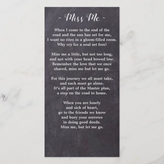 Rustisch Botanisch Memorial Funeral Bladwijzer (Achterkant)