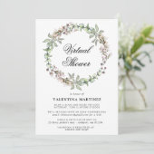 Rustisch Botanisch Wreator Virtual Bridal Baby sho Kaart (Staand voorkant)