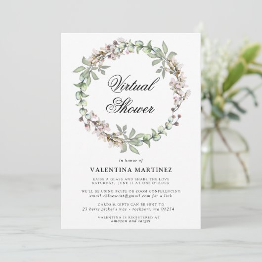 Rustisch Botanisch Wreator Virtual Bridal Baby sho Kaart (Staand voorkant)