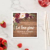 Rustisch Bourgogne Floral wood Weddenschap Servet (Insitu)