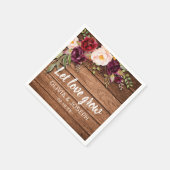 Rustisch Bourgogne Floral wood Weddenschap Servet (Hoek)