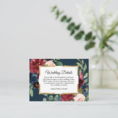 Rustisch Bourgogne Lijst Blauw en rood Floral Gold Informatiekaartje (Staand voorkant)