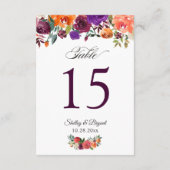 Rustisch Bourgogne Oranje Floral Wedding Table Num RSVP Kaartje (Achterkant)