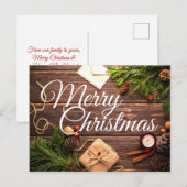Rustisch Briefkaart met houten pine voor kerst (Voorkant / Achterkant)