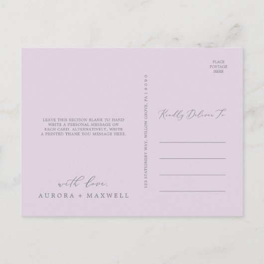 Rustisch Briefkaart van Lila Bedankt (Achterkant)