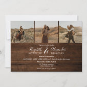 Rustisch bruin hout Elegant 4 Fysieke bruiloft met Kaart (Voorkant)