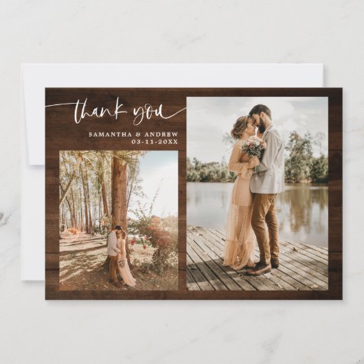 Rustisch bruin houtmanuscript 5 foto bedankt je br (Voorkant)