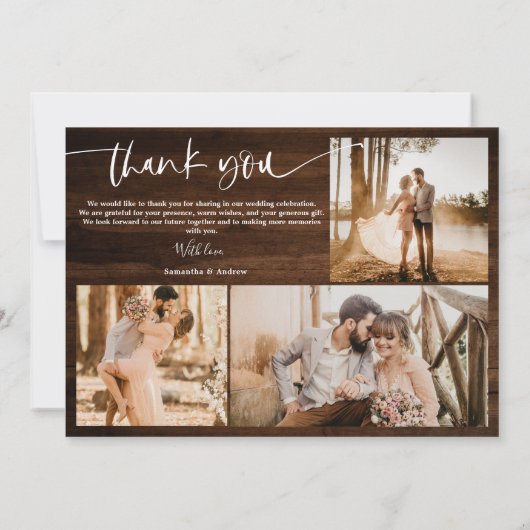 Rustisch bruin houtmanuscript 5 foto bedankt je br (Achterkant)