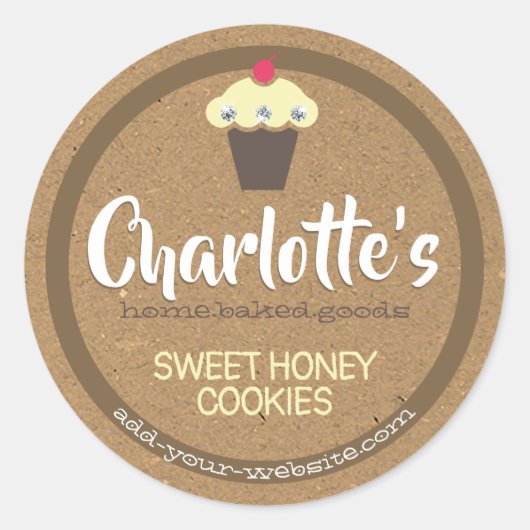 Rustisch Bruin Kraft Paper Cupcake Cute Baking Lab Ronde Sticker (Voorkant)
