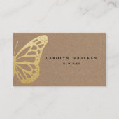 Rustisch bruin Kraft Paper Faux Gold Foil Butterfl Visitekaartje (Voorkant)