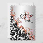 Rustisch bruin papier Damask Tangerine Swirls Kaart (Achterkant)