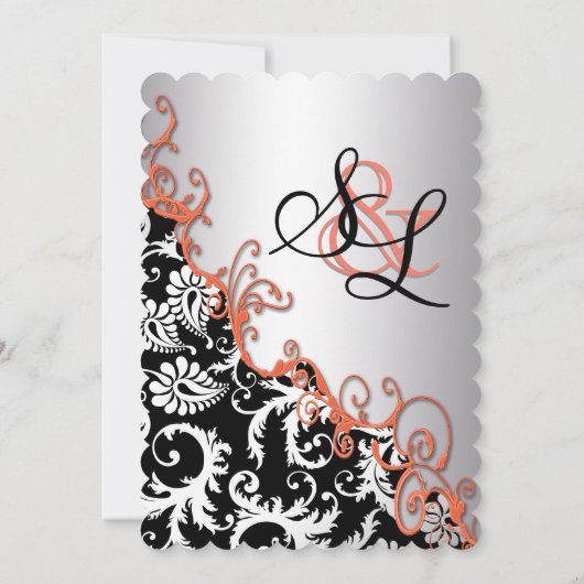 Rustisch bruin papier Damask Tangerine Swirls Kaart (Achterkant)