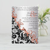 Rustisch bruin papier Damask Tangerine Swirls Kaart (Staand voorkant)