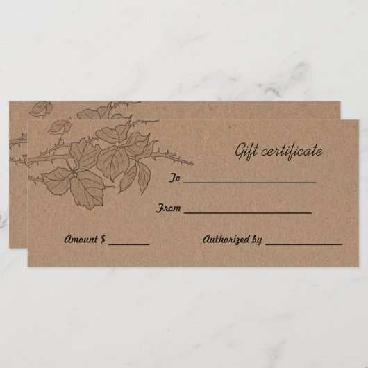 Rustisch Bruto-kraftpapier met cadeaubon (Voorkant / Achterkant)