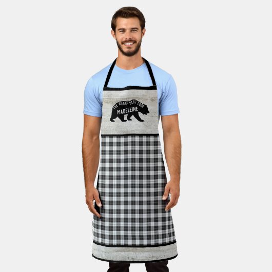 Rustisch Buffalo Pset Wood Cabin Black Beer Aangep Schort (Gedragen)