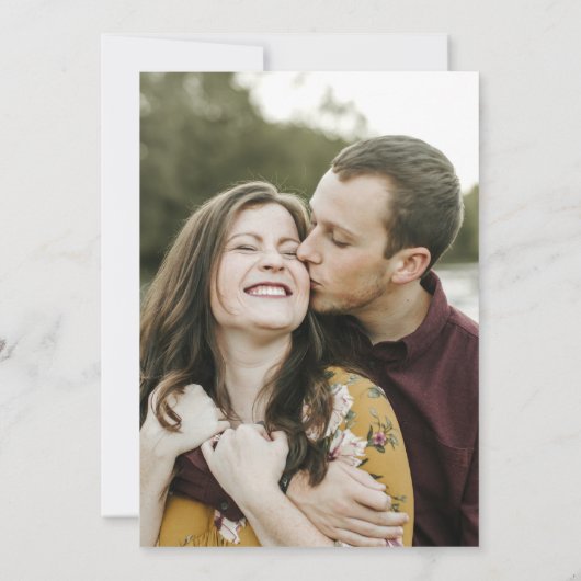 Rustisch  Burgundy Blush Roos Foto bruiloft Kaart (Achterkant)