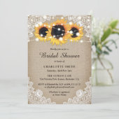 Rustisch Burlap Vrijgezellenfeest Zonnebloem Kaart (Staand voorkant)