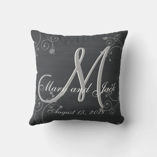 Rustisch Chalkboard 3d Monogram Kussen (Achterkant)